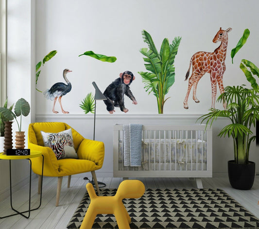 Big Wall sticker Set for kids, safari animals, Wall Decal, Cub, Africa