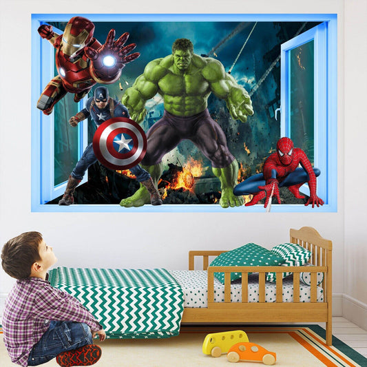 Hulk, Cap, Spiderman & Iron Man Wall Poster Art