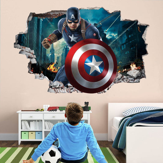 Marvel Captain America Wall Art: Superhero Decal Sticker Mural Poster Print