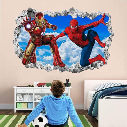 Marvel Superhero Wall Decals: Spiderman & Iron Man for Kids' Bedroom Decor