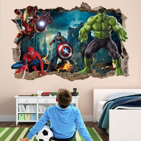 Marvel Superhero Wall Decals: Spiderman, Iron Man, Hulk & Captain America