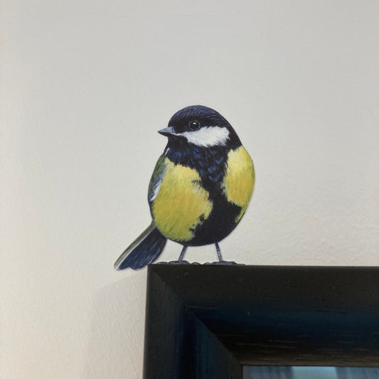 Playful Great Tit Wall Art Sticker - Easy to Apply - Remove