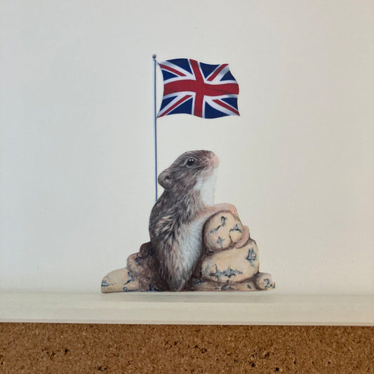 Cute Mouse with UK Flag Wall Decal - Perfect for Patriotic Decor