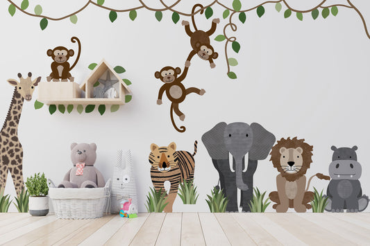 Safari and Jungle Animal Wall Decals Repositionable Wall Stickers